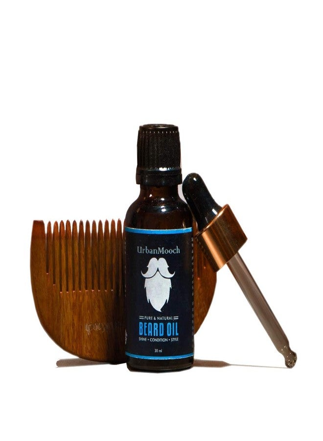 UrbanMooch Beard Gooming Kit for Men | Organic Beard Oil | U Shape Beard Comb Combo Set | Promotes Beard Growth, Nourishes & Conditions | Grow & Style Your Beard The Way You Want - Image 1